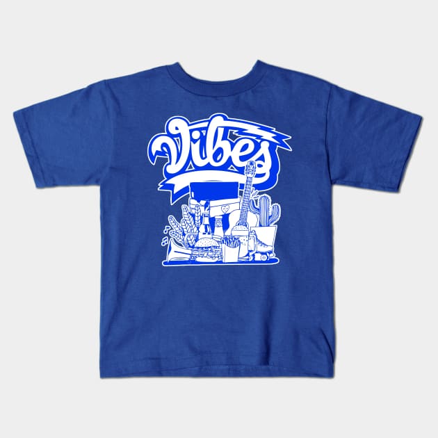 Vibes Racer Blue and White Kids T-Shirt by funandgames